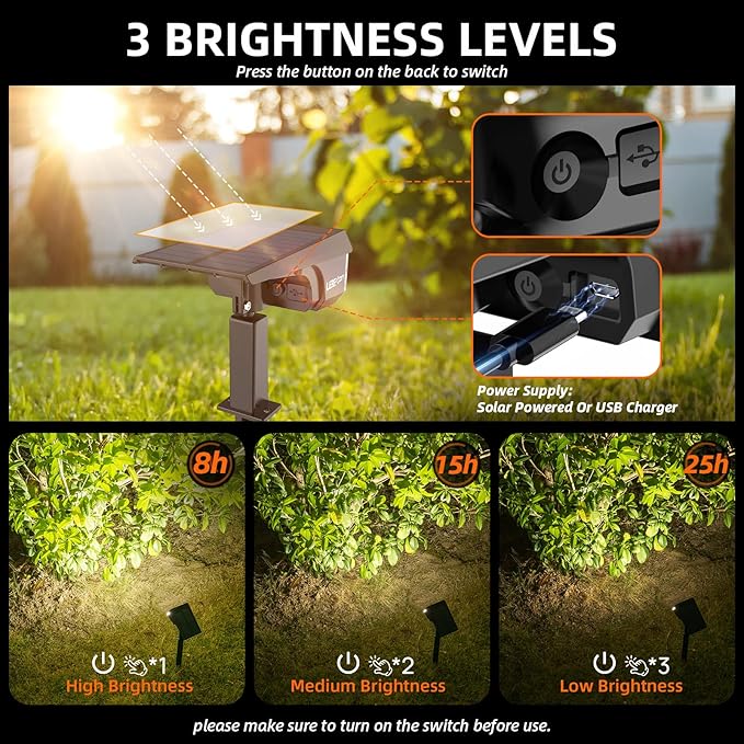 Solar Spot Lights Outdoor,40 LEDs Solar Outdoor Waterproof Landscape Lights with 3 Light Modes, Solar Powered Garden Yard Wall Lights Auto On,Off for Patio 8 Pack