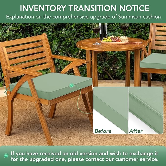 Outdoor Chair Cushions Set of 4: Waterproof & Fade Resistant Seat Cushion for Patio Furniture - 18.5 x 16 x 2 Inch Chair Pads with Ties and Hidden Zipper - Patio Chair Cushion Replacement, Sage Green
