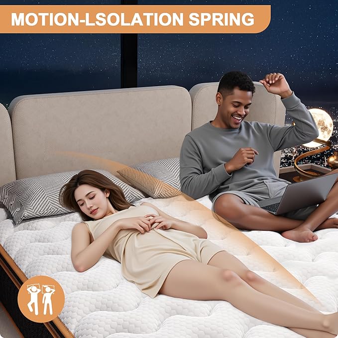 Twin Mattress 10 Inch, Hybrid Mattress Twin Size Bed in a Box, Memory Foam and Individual Pocket Springs, Edge Support, Motion Isolation & Pressure Relief, Medium Firm, 365-Night Trial