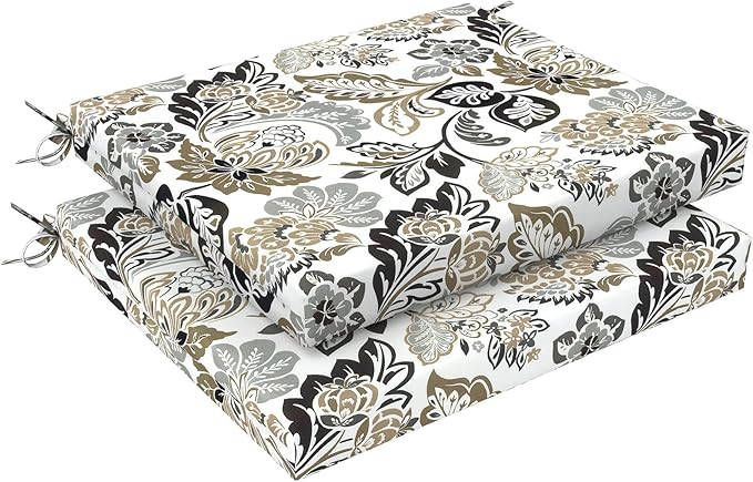 LVTXIII Outdoor Chair Cushions 18.5"x16"x2" Pack of 2, Water-Repellent Square Corner Memory Foam Seat Cushions with Ties for Garden Patio Furniture, Dailey Tan