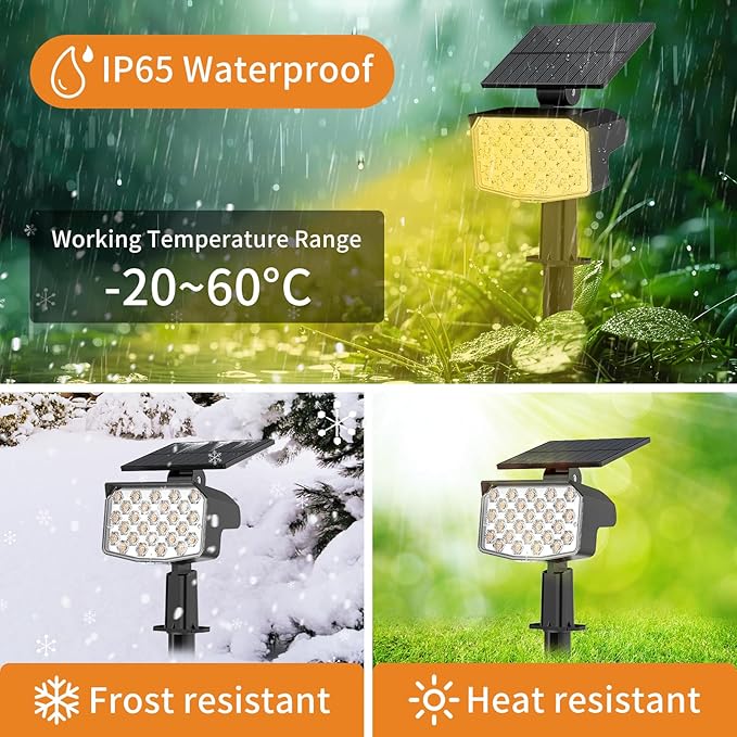 WELALO Solar Spot Lights Outdoor, [6 Pack/3 Modes] Solar Landscape Spotlights, Adjustable Solar Powered Security Lights, IP65 Waterproof Wall Lights for Walkway, Yard, Garden, Driveway (Warm White)