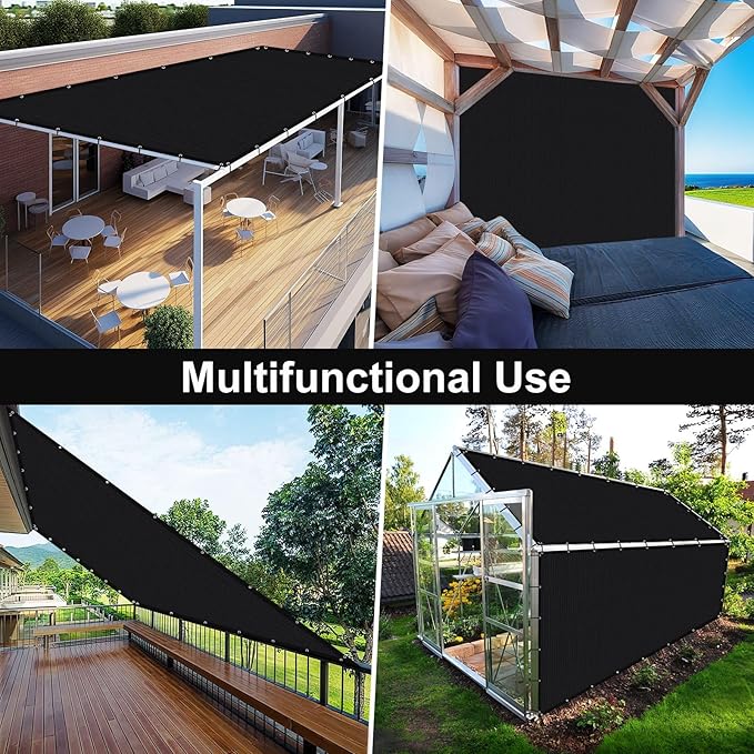 Artpuch 90% Sun Shade Cloth, 6 x 20 FT Pergola Shade Cover Canopy with Grommets, Sun Screen Fabric Tarp for Patio, Outdoor, Garden, Backyard, Black