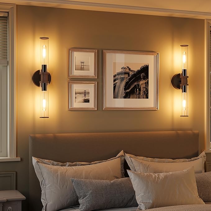 Battery Operated Wall Sconce Set of 2, Modern Cordless Wall Lights