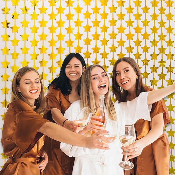 LOLStar 2 Pack Gold Stars Birthday Decorations 3.3X6.6 ft Golden Party Backdrop Foil Fringe Curtains for Christmas Decor New Year Eve 2026 Streamers Wedding Retirment Congrats Photo Booth Props