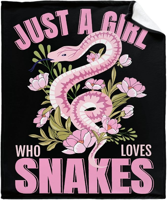 Just A Girl Loves Snakes Blanket Lightweight Cozy Flannel Fleece Throw Blanket Best Gift Home Decor for Bed Couch Outdoor Camping 60"x50" M for Teens