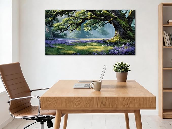 Ardemy Giant Tree Forest Canvas Wall Art 40"x20" Picture – Sunlit Landscape