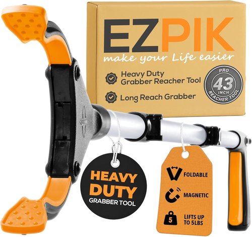 EZPIK Pro 43" Foldable Grabber Reacher Tool - Heavy-Duty Claw for Seniors | Ideal Trash Picker & Reaching Aid