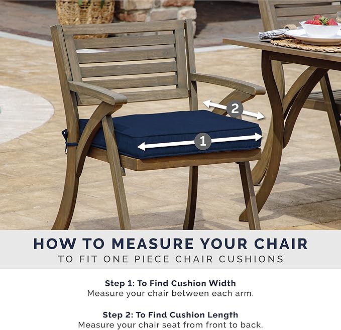 Arden Indoor/Outdoor Seat Or Rocking Chair Cushion, 19 x 18, Water Repellent, Rain Proof, Fade Resistant Cushion for Rocking Or Dining Chairs Sapphire Blue Leala