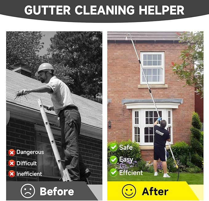 Gutter Cleaning Tools,12FT Gutter Cleaner Tools from the Ground with Hose Attachment/5