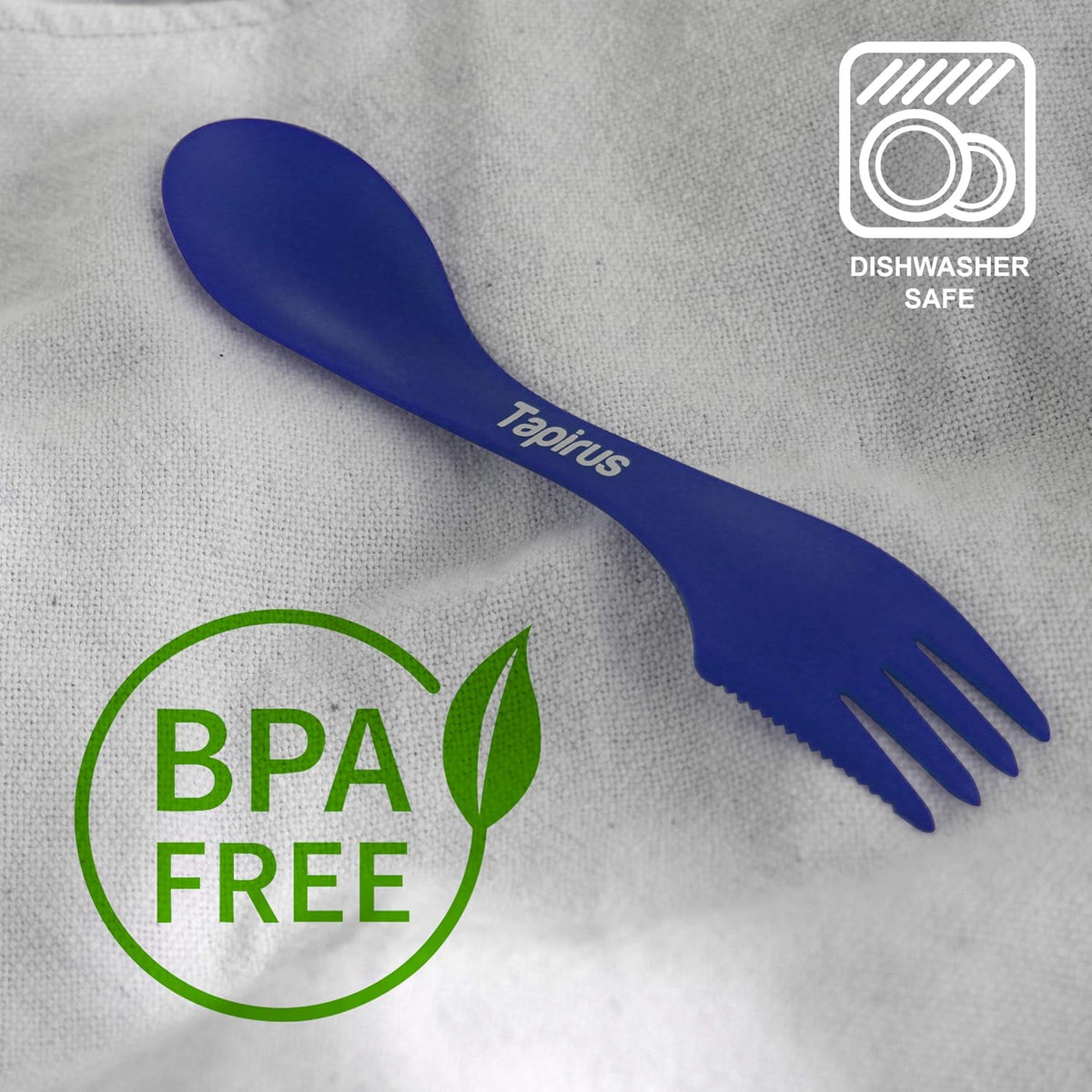 Tapirus 4-Piece Spork Set - 7-Inch Durable BPA-Free Utensils for Camping & Outdoor Use