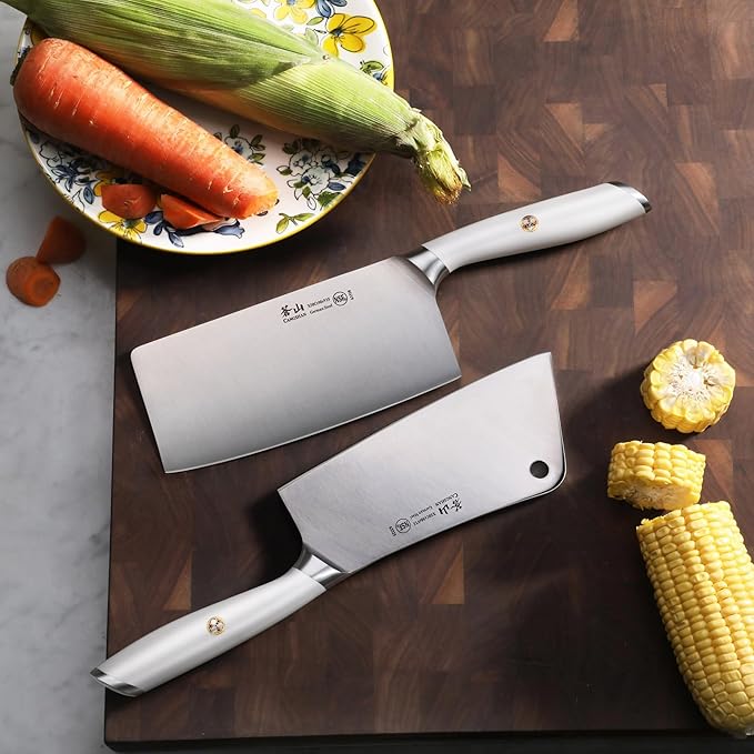 Cangshan L1 Series 2-Piece Cleaver Set, Forged German Steel (White)