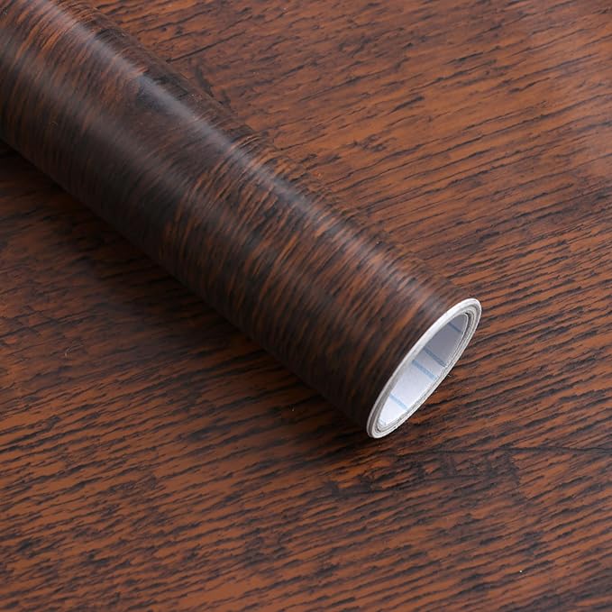 Dimoon 118"x17.7"Peel and Stick Wood Wallpaper Red Brown Wood Paper Red Dark