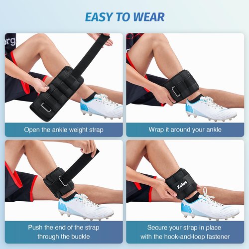 ankle weight, Weighted Ankle Weight Set with Removable Sandbags, 0.2-4 lb per Ankle Strap for Gym Yoga Jogging Walking（Midnight）
