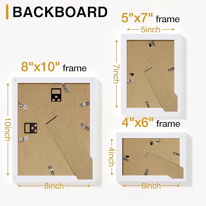 Vittanly Picture Frames Collage Wall Decor for Mounting or Tabletop Display, Gallery Wall Frame Set for Family, Multi Sizes Including 4pcs 8x10, 4pcs 5x7, 4pcs 4x6, White