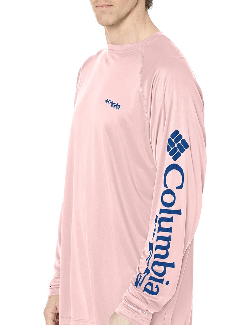 Columbia Men's Terminal Tackle Long Sleeve Shirt, Cherry Blossom/Vivid Blue, Medium