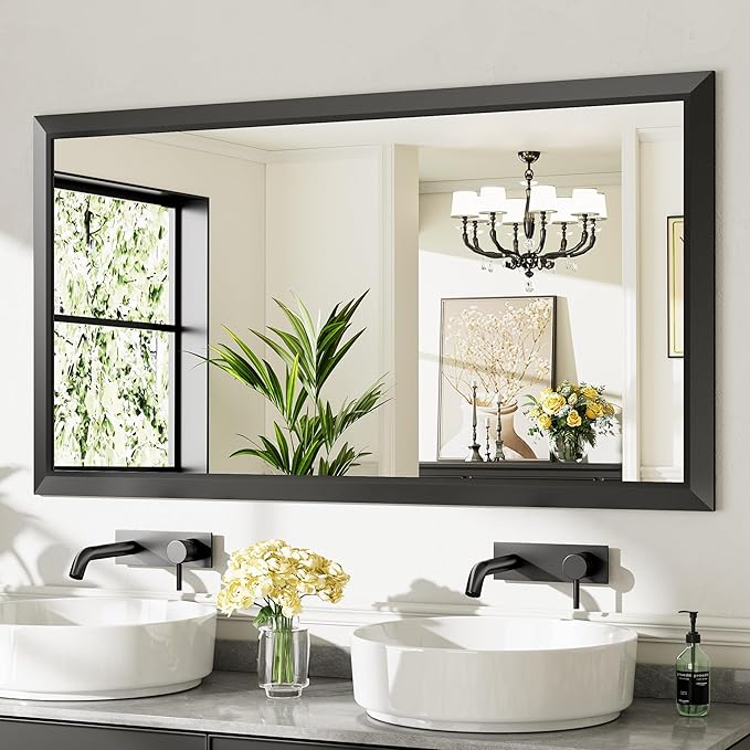 Briivue 55.1x30.1 Inch Black Bathroom Mirror