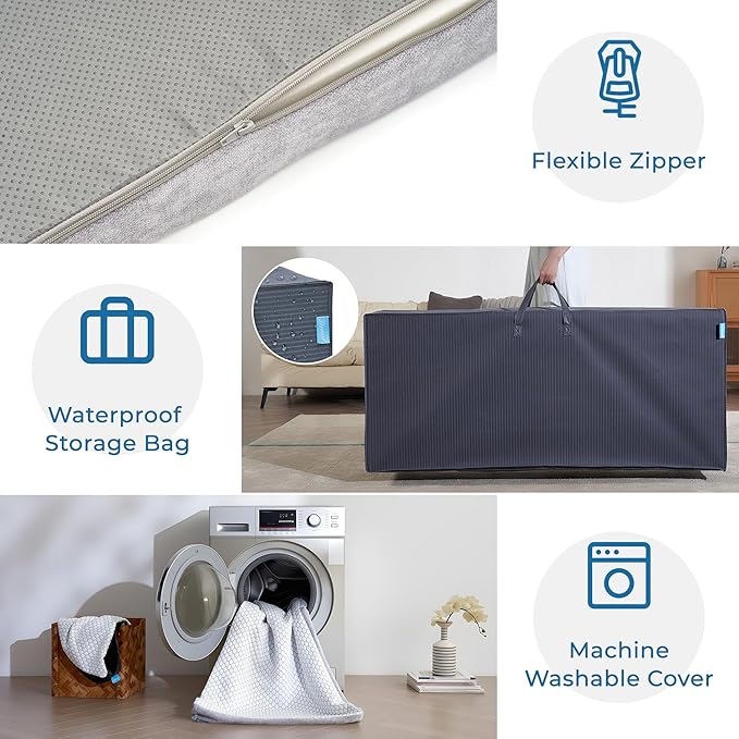 Odorless Foldable Mattress Full Size 75" x 54" x 4", 4 Inch Folding Foam Mattress with Storage Bag, Trifold Memory Foam Mattress for RV, Guest Bed
