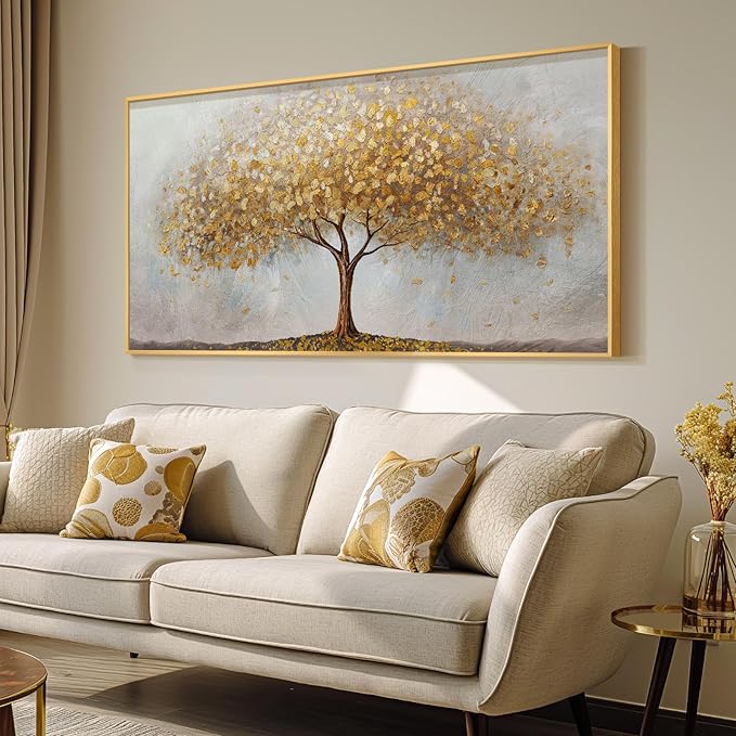 Gold Framed Tree of Life Wall Art, Large Modern Canvas Prints Paintings Artwork