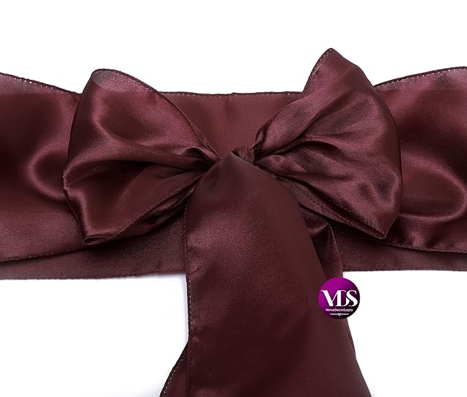 VDS Satin Chair Sashes Chair Cover Back Tie Sateen Bows Ribbon for Wedding Birthday Graduation Engagement Ceremony Event Party Banquet Venue Hotel All Dining Chair Decoration (250PC) (Burgundy)