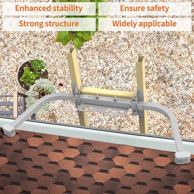 Aluminum Ladder Stabilizer, Heavy Duty Extended Ladder Accessories for Roof Gutter Guard Cleaning with Tool Tray, Ladder Stand-Off Wing Span with Non-Slip Rubber Bottom Pad