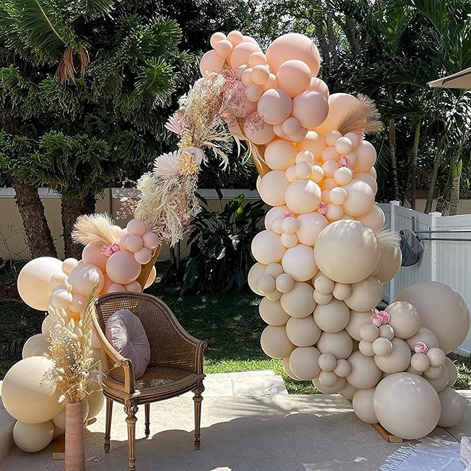 PartyWoo White Sand Balloons 50 pcs 5 Inch Small Mini Beige Cream Ivory Latex Small Mini Balloons for Wedding Bridal Graduation Baby Shower Gender Reveal Safari Birthday Party Decorations White-F12