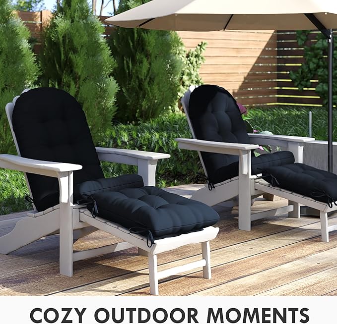 Adirondack Chair Cushion with Ottoman, Folding Adjustable Adirondack Seat Cushions, Waterproof Adirondack Patio Chair Pads for Garden, Deck, or Poolside, Large-Dark Blue-1