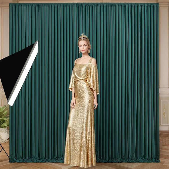 Hunter Green Backdrop Curtain for Parties Wrinkle Free Dark Green Photo Curtains Backdrop Drapes Fabric Decoration for Baby Shower Birthday Party Photography 5ft x 8ft,2 Panels