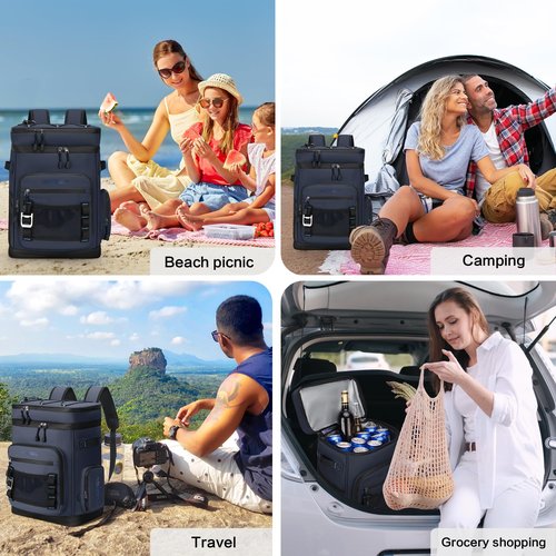 Hulongo 48Cans Large Cooler Backpack, Leakproof Insulated Backpack Cooler for Men & Women, Waterproof, 30L, Dark Blue