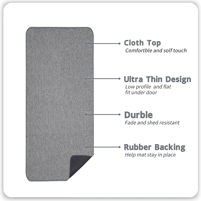Bath Mat,Ultra Thin Bathroom Runner Rugs,Large Bath Mats for Bathroom,Quick Dry,Non-Slip,Machine Washable,Low Pile,Bath Rug,Shower Outside,Sink,Home Decor Accessories.Grey,2'x6'(24x72inch)
