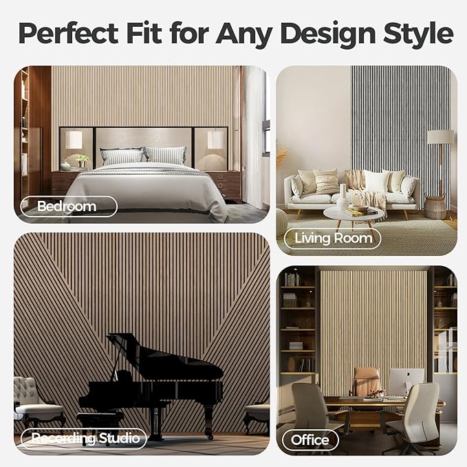 AKUMAX 4 Pack Acoustic Panels, Wood Slat
