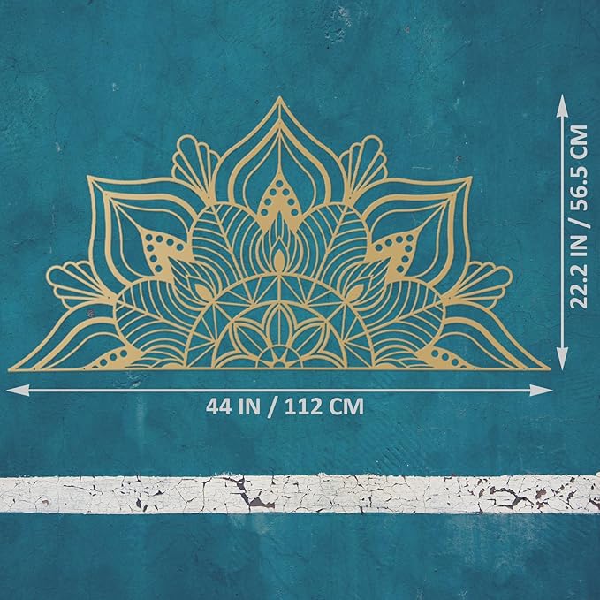 ESTART Large Metal Mandala Wall Art, Unique Lotus Flower Wall Decor for Living Room Bedroom Office and Home Indoor and Outdoor Decoration (Gold)