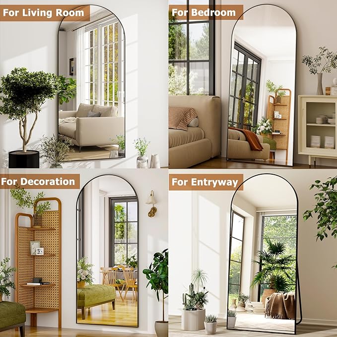 GLSLAND-34x76 inch Wall Mount Arched Full Length Mirror-Aluminum Alloy Frame