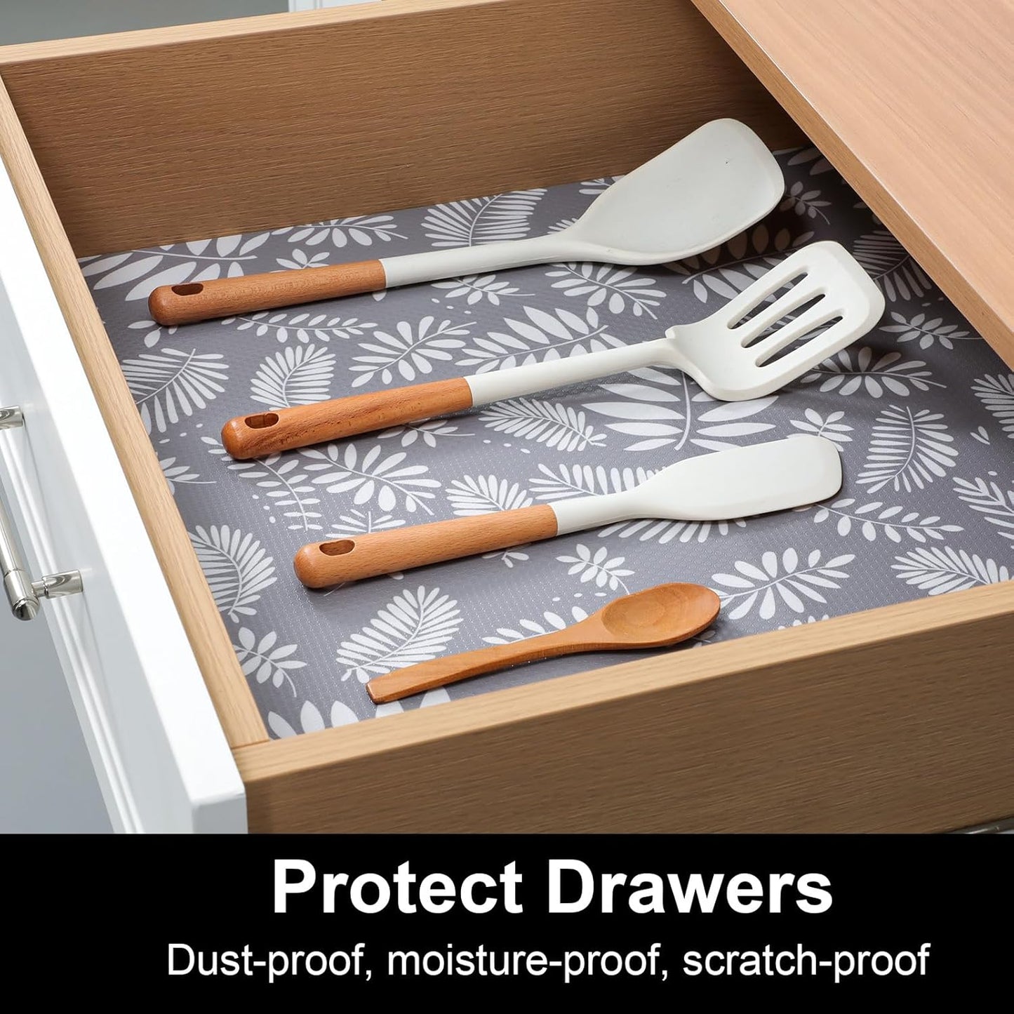 Cooyes Drawer and Shelf Liner, Non-Adhesive Shelf Liners for Kitchen Cabinets, Thick Strong Grip Mats for Desk, Shelves, Bathroom Drawers, Fridge, Cabinet Protection