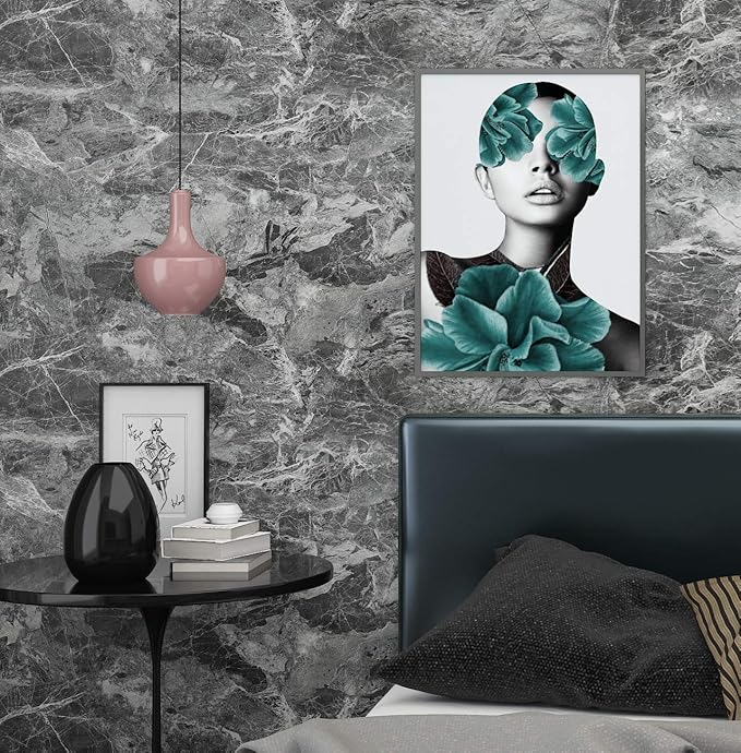 Livelynine 15.8X197 Gray Marble Contact Paper Peel and Stick Countertops