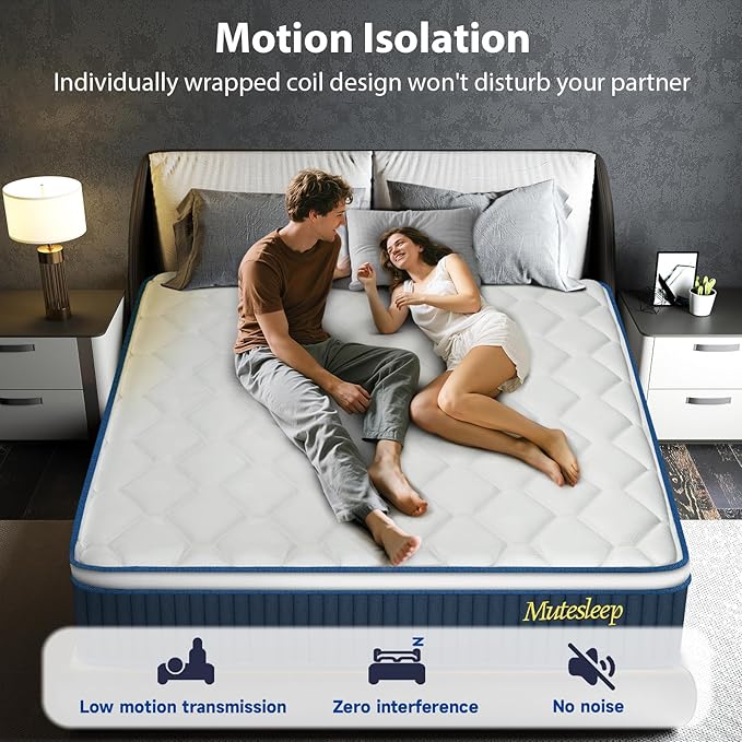Twin Size Mattress 12 Inch, Twin Mattress in a Box, Hybrid Gel Memory Foam Medium Firm Feel Individual Pocket Springs Matress, Breathable Fabric, Strong Edge Support, Fiberglass Free