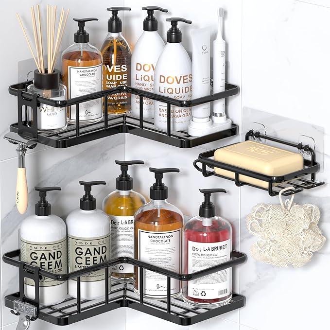 YASONIC Shower Caddy Corner, No Drilling Shower Organizer Corner