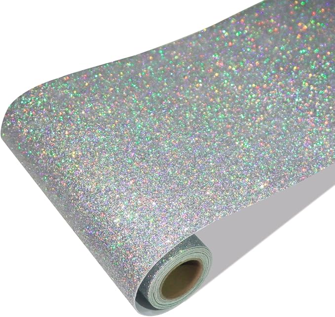 CRE8TIVE Silver Holographic Glitter Wallpaper Border Peel and Stick Wall