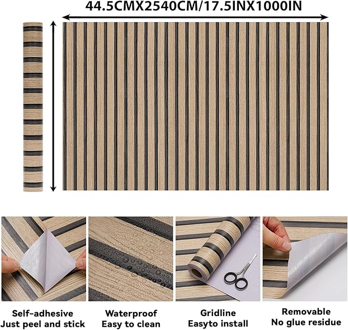 Peel and Stick Wood Slat Wallpaper
