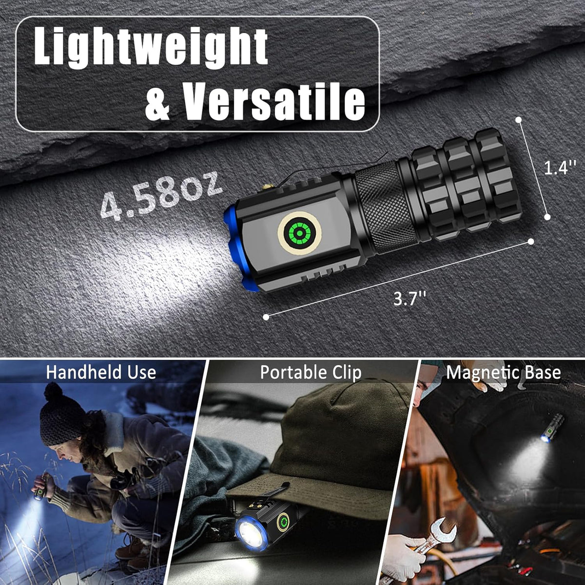 Skiennix Portable LED Mini Flashlight - Rechargeable EDC Pocket Light with 6 Modes & Magnet Clip | Waterproof for Camping & Outdoor Use