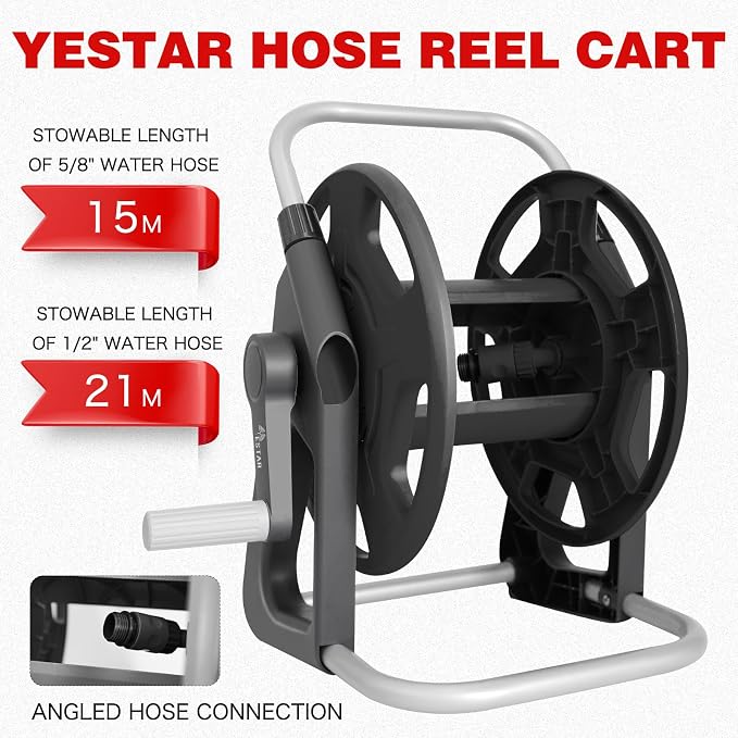 Garden Water Hose Reel Cart,Holds 50-60 Ft of 5/8 Inch Hose, Portable Hose Pipe Holder for Outside