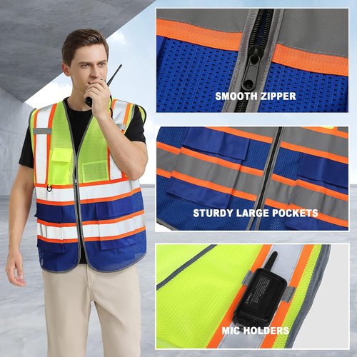 BeautyWill High Visibility Reflective Safety Vest | Custom Logo, Breathable Design, Class 2