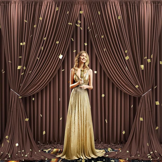 Brown Backdrop Curtain for Parties Wedding Wrinkle Free Brown Photo Curtains Backdrop Drapes Fabric Decoration for Birthday Party Baby Shower 5ft x 7ft,2 Panels