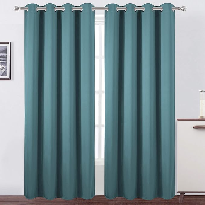 LEMOMO Blackout Curtains 66 x 84 inch/Sea Teal Curtains Set of 2 Panels/Thermal