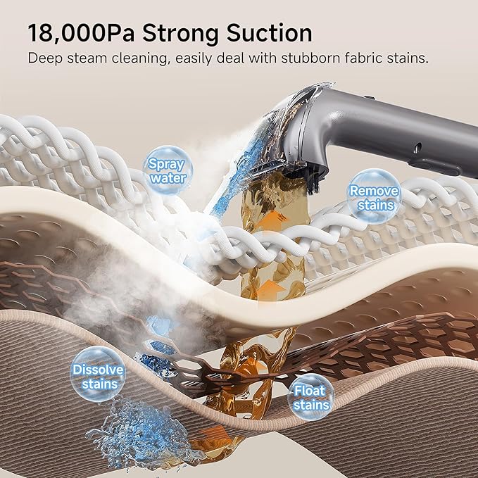 Uwant Portable Carpet Cleaner with Steam& Hot Water 18Kpa Upholstery Cleaner Machine for Pets with Cleaning Tools& Solution Carpet Steam Cleaner for Cars,Couch,Furniture