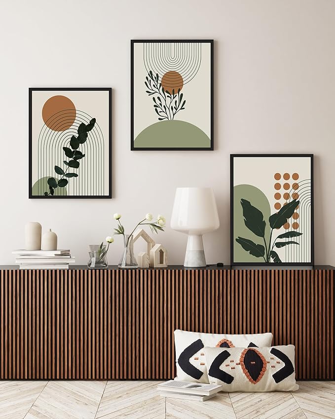 PHOPAGO Boho Plant Wall Art Green Botanical Bohemain Framed Wall Printing