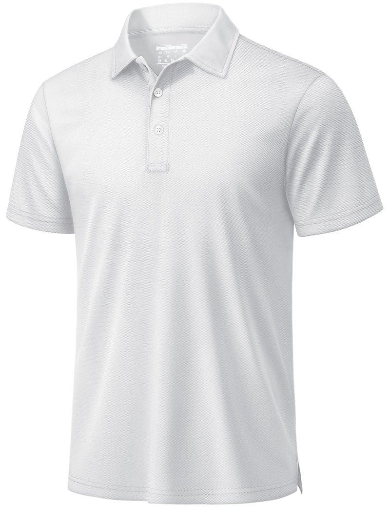 TACVASEN Mens Golf Shirt Dry Fit Mens Polo Shirts Short Sleeve Performance Golf Polos for Men with Collar Work Shirts White, 3XL