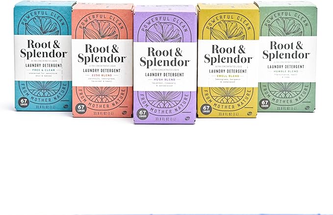 Root & Splendor Ultra Concentrated All Natural Laundry Detergent Liquid - Plant Based, Enzymatic Laundry Soap, Free & Clear Unscented, 1 Liter, 67 Loads