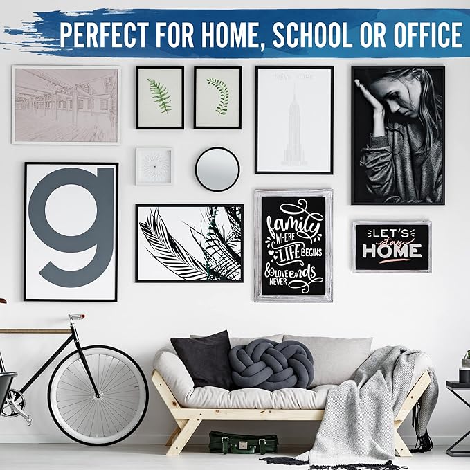 HBCY Creations 11" x 17" Whitewash Solid Wood Frame Wall Chalkboard, Magnetic