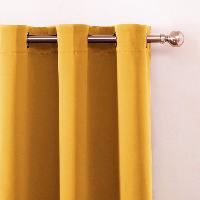 LEMOMO Yellow Thermal Blackout Curtains/52 x 95 Inch/Set of 2 Panels Room