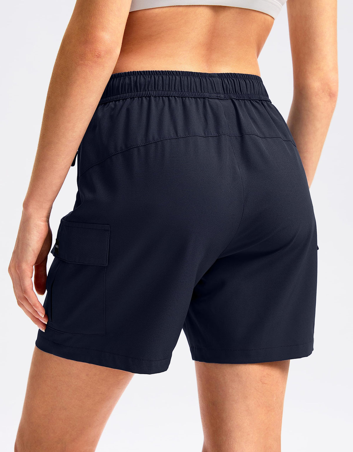 SANTINY Women's 5''/ 7'' Hiking Cargo Shorts Quick Dry Lightweight Summer Shorts for Women Athletic Golf Zipper Pockets(Navy_M)